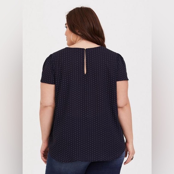 Torrid Navy Dots Pleated Blouse - Picture 3 of 8